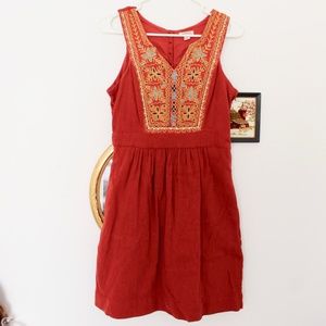 Lucky Brand Peasant Embroidered Short sleeve fit and flare dress